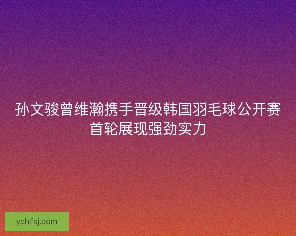 孙文骏曾维瀚携手晋级韩国羽毛球公开赛首轮展现强劲实力